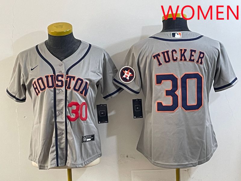 Women Houston Astros #30 Tucker Grey Game 2025 Nike MLB Jersey style 3->san diego padres->MLB Jersey
